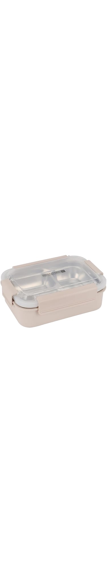 Royalford 700ml Lunch Box RF12118 Rectangular Tiffin with Transparent Lid and 3 Compartments Removable Stainless Steel Inner Container for Kids and Toddlers, Suitable for Schools, Office