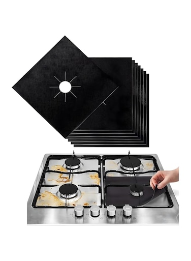 Gas Stove Burner Covers, 8 Pcs 0.2mm Reusable Non-Stick Heat Resistant Stove Burner Liners, Fast Clean Gas Stove Protectors, Dishwasher Safe Gas Range Protectors Covers for Kitchen