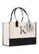 Personalized Gift Monogram Initial 100% Cotton Chic Tote Bag with Customize Option - Black