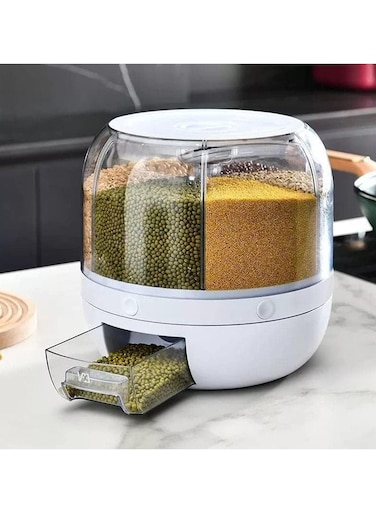 Degree Rotating Rice Dispenser Sealed Dry Cereal Grain Bucket Dispenser Moisture-proof Kitchen Food Container Storage Box