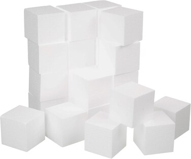 2x2x2 Inch Foam Square Blocks 24Pack Mini Square Cubes for Sculpting Polystyrene Cubes for School Crafting Modeling Art Projects