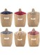 SYOSI 6 Pcs Mini Hanging Storage Bag, Cotton Linen Wall-Hanging Storage Basket Desktop Storage Collapsible Decor Bin Bag for Wall Door Closet, Toy, Makeup, Key, Small Stuff (Stripe, Dot)