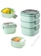 KASTWAVE Large 82-oz Bento Box, All-in-One Salad Container with 3-Layer Tray, Leakproof Food Storage, Reusable Spoon, Microwave Safe for On-the-Go Meals (2400ml)