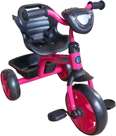 Lovely Baby Kids/Children Smart Design Tricycle LB 3390 with LED Lights, Music, and Rear Basket - Pink