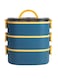 3-Layer Large Capacity Bento Lunch Box for Adults with Dividers and Sauce Boxes Blue