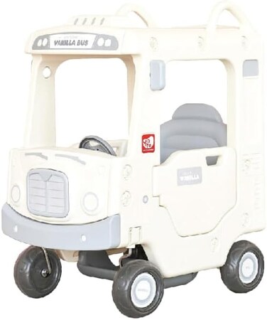 YaYa Ride-on Bus Roof Car Y032 for Kids, Push Car w/ Light, Music, Rotating Wheels, Drive &amp; Sliding Footrest 1-3 Yrs - White