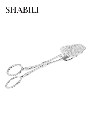 Aluminum Alloy Serving Tongs for Bread Salad Cake Steak, Scissor Style Food Tong for Home Kitchens and Buffet Parties, Multi Purpose Buffet Tongs Ice Tongs Sugar Tongs Cube Tongs Salad Tongs (Silver)