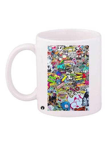 Printed Ceramic Coffee Mug Multicolour