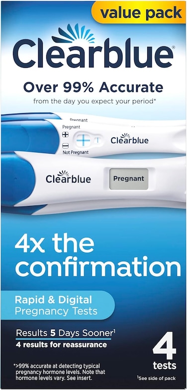 Clearblue Clearblue Pregnancy Test Combo Pack, 4ct - 2 Digital with Smart Countdown &amp; 2 Rapid Detection - Value Pack