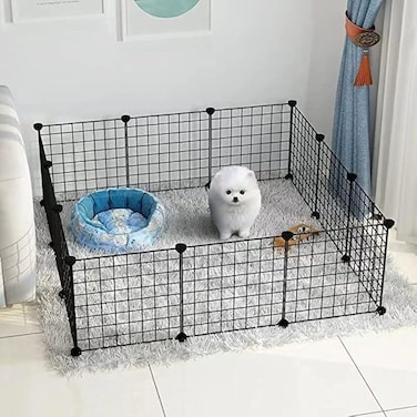 Pet Playpen Dog Cats Exercise 12 Panels Large Puppy Fence Crate Kennel Dog House Playground Portable DIY Cage Yard Barrier with Gate for Dog Rabbit Cat Outdoor Indoor