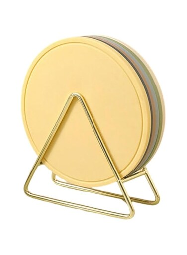 MOALO Silicone Trivet Mats, Non-Slip Heat Resistant Pads with Gold Triangle Holder, Silicone Dish Drying Mat Use with Hot Dishes, Pots and Pans,Hot Pads for Kitchen(6 PCS)