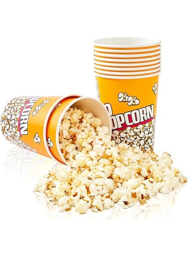 50 Pack Popcorn Buckets Disposable Retro Style Paper Leak Proof Popcorn Containers Popcorn Bowls for Family Movie Night &amp; Party (32oz)