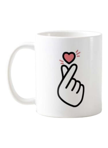 Piece Korean Heart Printed Mug White/Black/Pink 325ml