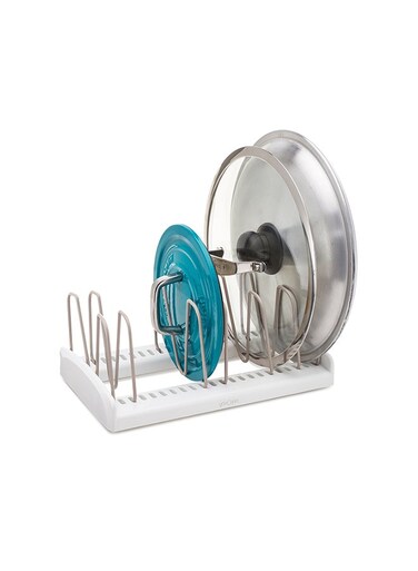 Store More Adjustable Pot Lid Organizer, St And ard, White, 50159 White/Beige 18.4x29.2x12.7cm