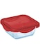 Pyrex Cook&amp;Go 0.8L Square Storage Dish with Airtight Lid - Versatile Freezer-to-Oven Solution - RED