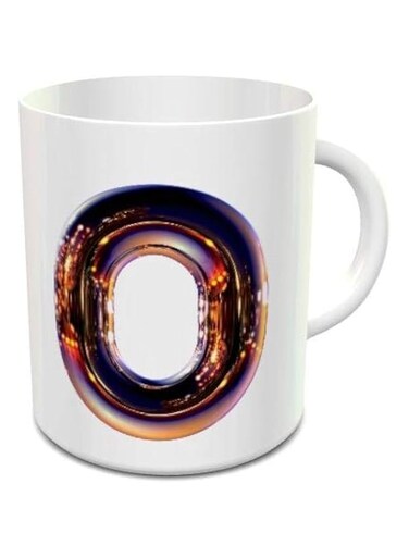 imPRESS White Ceramic Coffee Mug With Night Chrome Letter O