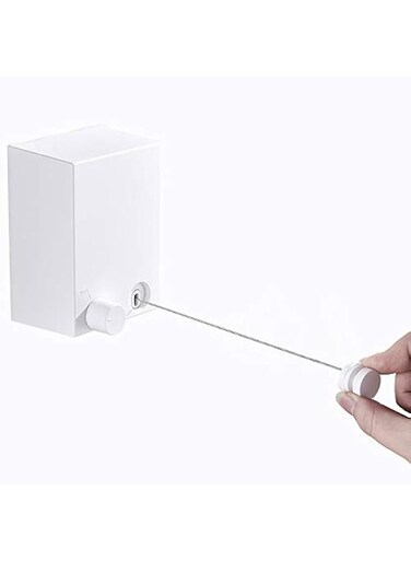 Aokraty 4.2M adjustable stainless steel rope, retractable clothesline aluminum alloy bracket,used for heavy-duty wall hanging clothesline indoor and outdoor in hotels (Single-White)