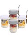 Mason Jars for Overnight Oats: 4 Pack Overnight Oats Containers with Lids and Spoons - 16 oz Glass Food Storage Containers for Milk, Cereal, Fruit - Oatmeal Jars/Canning Jars