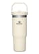 IceFlow Stainless Steel Tumbler - Vacuum Insulated Water Bottle for Home, Office or Car Reusable Cup with Straw Leak Resistant Flip Cold 30oz (Cream)