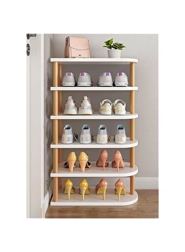 XAOSU 6 Tiers Shoe Rack, Stackable Space-Saving Shoe Storage Shelf for Closet, Multi-Function Free Standing Shoe Organizer for Entryway, Modern Shoe Cabinet for Hallway Bedroom Living Room