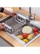 LAX LANE 1Pc Stainless Steel Expandable Over-The-Sink Dish Rack, Multifunctional Drainer Basket for Kitchen, Collapsible Vegetable and Fruit Washing Organizer