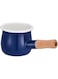KASTWAVE Home Enameled Milk Pan, Butter Warmer with Wooden Handle, Perfect for Warming Sauces, Gravies, Butter, Milk (Blue)