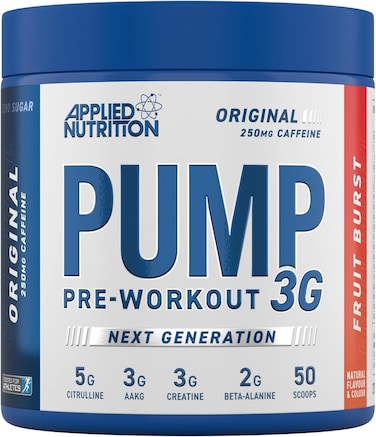 Applied Nutrition Pump 3G Pre Workout, Energy, Focus &amp; Performance (375g - 25 Servings) (Fruit Burst)