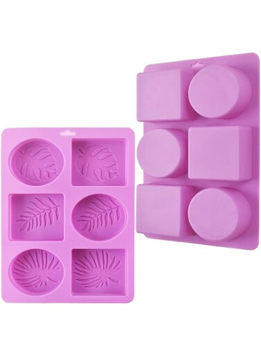 ionEgg Rectangle and Oval Silicone Soap Mold With Leaf Patterns, Pack of 2
