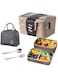 Lunch Box 2 Tier Stainless Steel Bento Lunch Box with 3 Compartments and Cutlery (Spoon &amp; Fork) for Kids and Adults Leakproof Allow Dishwasher 1000ml (Brown)