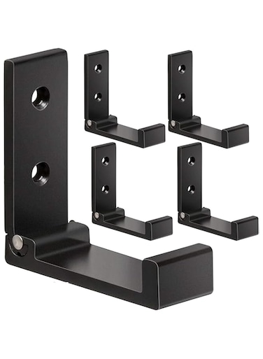 SWIUKPHE 5 Pcs Folding Coat Hooks, Wall Hooks for Hanging Coat Towel Hooks Hardware Heavy Duty Aluminum Alloy Headphone Holder Hooks No Rust Wall Mounted Bags, for Hanging Coat, Hat, Towel, Bag(Black)