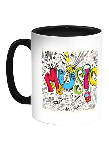 Musical Instruments Printed Coffee Mug White/Black 11ounce