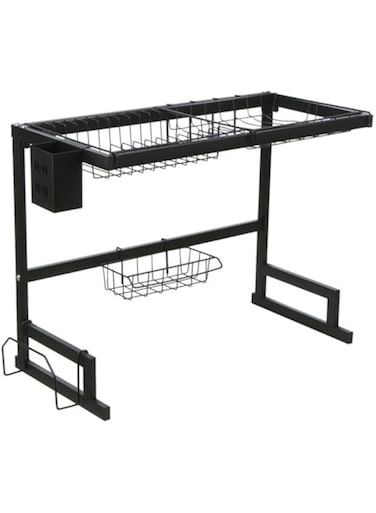 Dubai Gallery Stainless Steel Over Sink Dish Drying Rack Black 67X10X35Cm