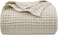 Ultra Soft 400gsm Waffle Weave Blanket Queen Size (230cm x 230cm), Cozy Woven Blanket for Bed, Decor, Sofa, Linen color