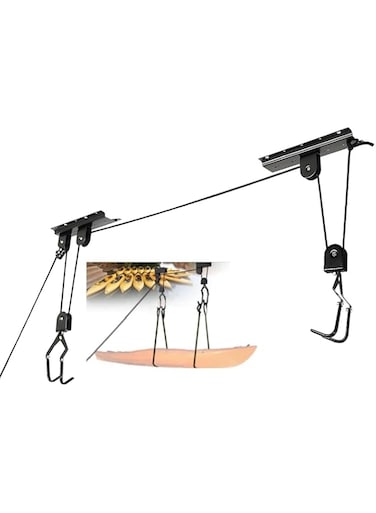 JLGE Bike Hoist Bicycle Lift for Garage Ceiling Storage with 3 Pulley and 45ft Adjustable Rope, 133lbs