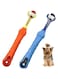 2 Pcs Pet Toothbrush, Three Sided Pet Toothbrush Dog Brush Bad Breath Tartar Teeth Care Dog Cat Cleaning Mouth, 360 Pet Puppy Kitten Toothbrush Tongue Cleaning Brush, Dental Care for Pets(Orange+Blue)