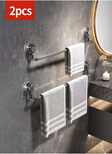2pcs Retractable Multi-Functional Towel Rack with Suction Cups Towel Rack, ready to remove, retractable in the center and rotatable on both sides. Suitable for bathroom, kitchen (76-130cm )