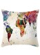 Map Printed Pillow Cover Linen Multicolour