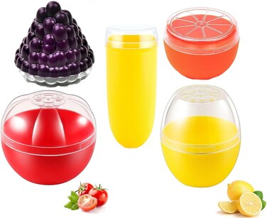 5Pcs Plastic Vegetable Storage Box, Lemon Tomato Grape Corn and Orange Insurance Container Fruit Food Fresh-Keeping Reusable