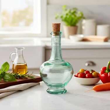 Home Recycled Glass Oil &amp; Vinegar Bottle - Light Green