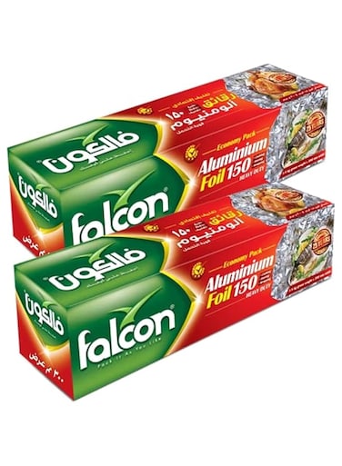 Falcon Heavy Duty Aluminium Foil 1.8KG x 30CM Long Roll (2 Packs), Commercial Grade &amp; Extra Thick, Strong Enough for Food Service Industry (Pack of 2)