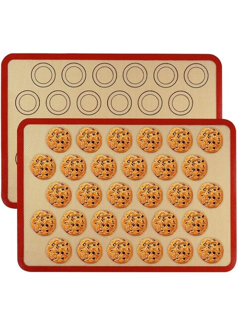 ECVV Silicon Baking Sheet Mat, Macaron Mat, Non Stick and Reusable, Heat-Resistant Cooking Baking Sheet Mat for Cookie, Pizza, Bread, Meat and More, Double as Dough Rolling Mats,16.5&quot; x 11.6