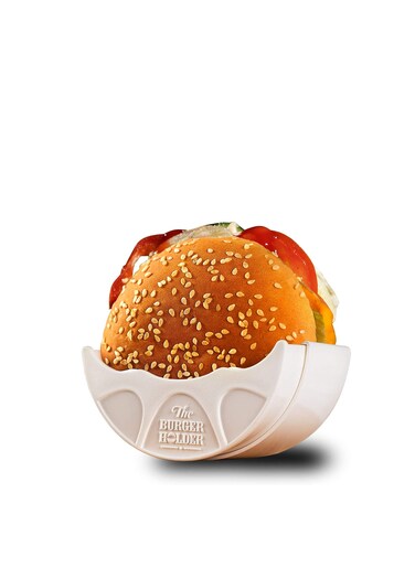 Burger Holder Adjustable Original Solid Reusable Shell for Home Use or Restaurant - Perfect For Sloppy Joes Lovers To - Mess-Free Hygienic Machine Dishwasher Safe and BPA Free