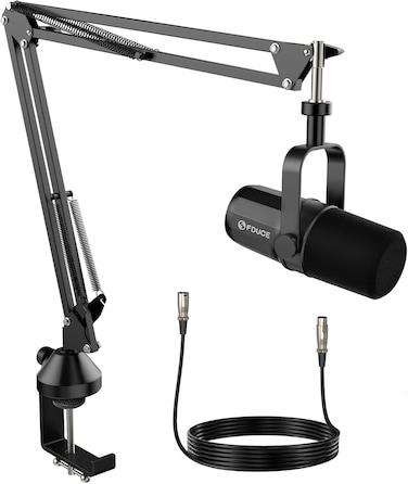 FDUCE SL40X XLR Dynamic Microphone kit for Vocal Recording, Podcasting, Gaming, Live Streaming&amp;Broadcasting, All Metal Cardioid Mic, Voice-Isolating Technology -Black