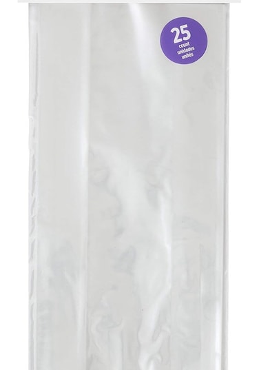 Clear Party Bags With Ties, pack of 25