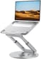 Tounee Telescopic Laptop Stand for Desk with 360&deg; Swivel Base, Sit to Stand, Height Adjustable, Portable Riser Holder for Good Posture, Compatible with MacBook Pro, All Laptops 10-17" (SILVER)
