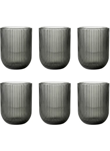 Productions 6 Pack Transparent Black 240ml High Glass Quality Premium Glass Stylish &amp; Durable For Beverage Serving