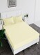 Fitted Elastic Bedsheet Set With Pillow Covers, King/Queen/Double/Single Sizes, Color Cream