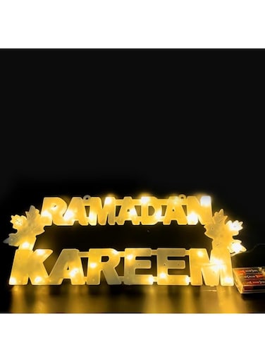 MOONCEE Ramadan Kareem Decoration Light English Word, EID Mubarak Home Decoration Muslim Night Light, Islamic D&eacute;cor Crescent Light, Gift For Muslims, Ramadan Gift Battery Power (Warm White) (English)