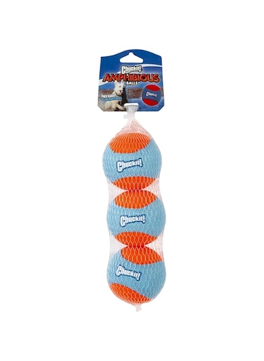 Chuckit! Amphibious Dog Balls Floating Dog Toy Fetch Balls Indoor and Outdoor Toys for Dogs - 3 Pack