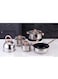 Set of 5 Cookware Set - Stainless Steel Pots, Kettle, Kitchen Utensils Set with Tempered Glass Lid